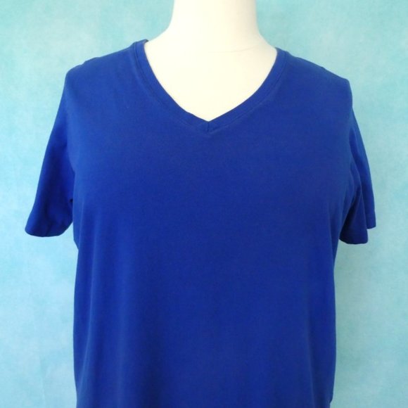 Woman Within Blue V Neck Tee Shirt Size 1X - Picture 3 of 8